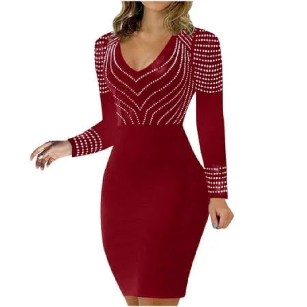 New without Tags Cocktail dress size XL with Rhinestones brick red